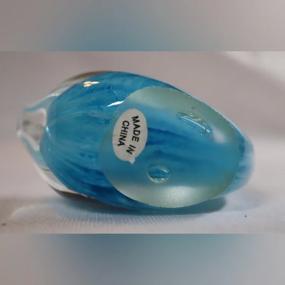 Vintage Murano Style Swan Art Glass Figurine Clear w/Blue Swirled Accent - Picture 7 of 12